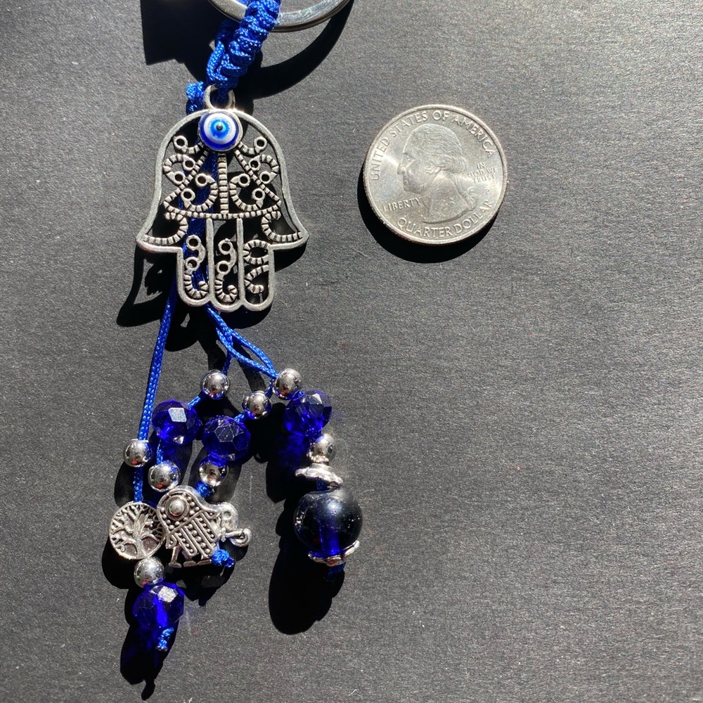 Evil Eye small Hamsa hand with tassels.  🧿